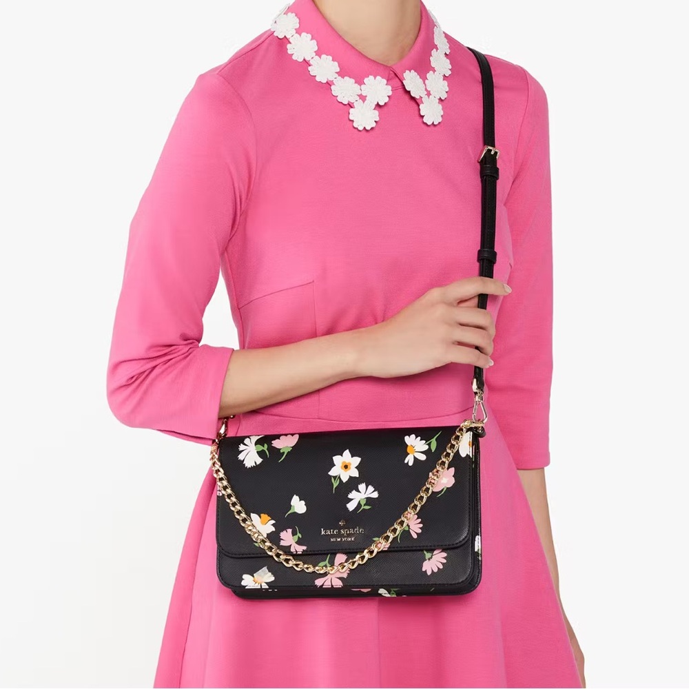 Kate Spade Madison Floral Waltz Flap Convertible Crossbody
Black Multi
NWT